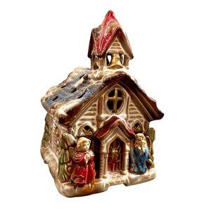 Valerie Parr Hill Ceramic Church Christmas Village With Angels